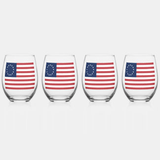 Betsy Ross Flag Design Drinkware Set Wijnglas Zonder Voet