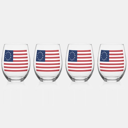 Betsy Ross Flag Design Drinkware Set Wijnglas Zonder Voet (Voorkant)