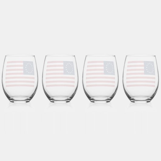 Betsy Ross Flag Design Drinkware Set Wijnglas Zonder Voet (Achterkant)