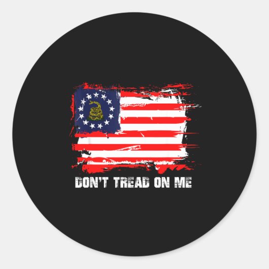 Betsy Ross Flag Don't Tread Patriot On Me  Ronde Sticker (Voorkant)