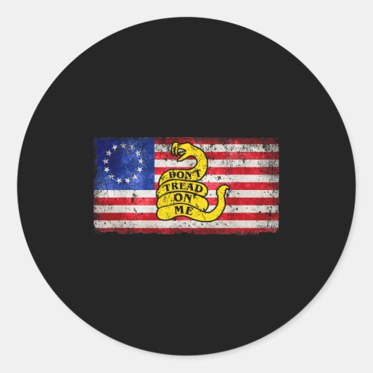 Betsy Ross Flag Dont Tread Patriotic On Me For Men Ronde Sticker (Voorkant)