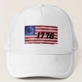 Betsy Ross flag hat Unisex Twill Trucker Pet (Voorkant)