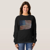 Betsy Ross Flag  Rustic Wood American Flag Tee Trui (Voorkant volledig)