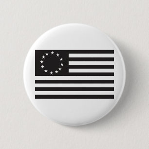Betsy Ross Flag - Zwart Ronde Button 5,7 Cm