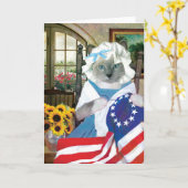 Betsy Ross Kitten Wenskaart Kaart (Gele Bloem)