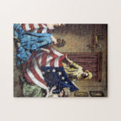Betsy Ross naait de Amerikaanse vlag Legpuzzel (Horizontaal)