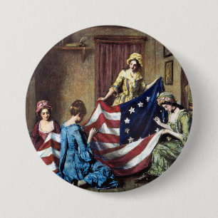 Betsy Ross naait de Amerikaanse vlag Ronde Button 7,6 Cm