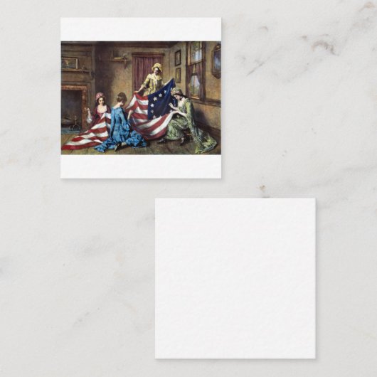 Betsy Ross naait de Amerikaanse vlag Vierkante Visitekaartje (Voorkant / Achterkant)