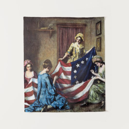 Betsy Ross naait de Amerikaanse vlag Wandkleed (Voorkant)