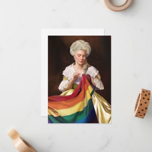 Betsy Ross naait de Pride vlag Notitiekaartje (Voorkant / Achterkant in situ)