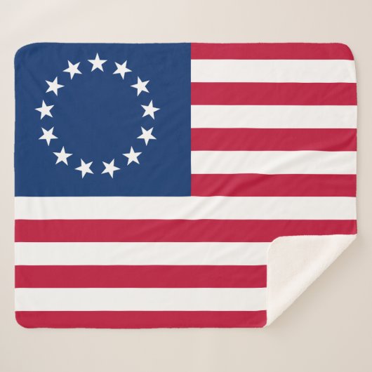 Betsy Ross Old Glory American Vlag Sherpa Deken (Voorkant (horizontaal))
