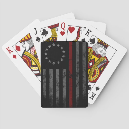 Betsy Ross Red Line American Flag Pokerkaarten (Achterkant)