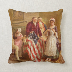 Betsy Ross Sewing het Amerikaanse Hoofdkussen van Kussen