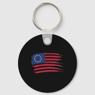 Betsy Ross-shirt 4 juli Amerikaanse vlag 1776 Vi Sleutelhanger