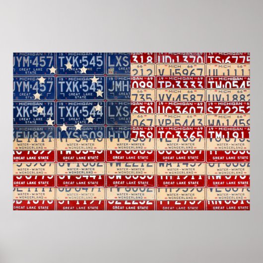 Betsy Ross Style American License Bord Flag Art Poster (Voorkant)