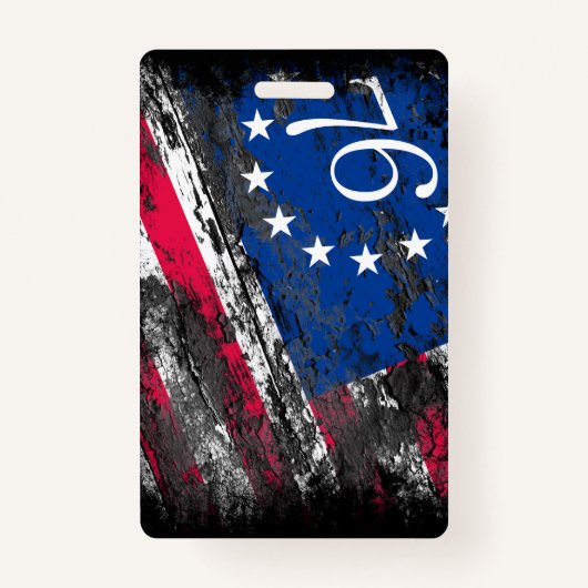 Betsy Ross Vlag 1776 Patriottische 4e juli Badge (Voorkant)