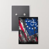 Betsy Ross Vlag 1776 Patriottische 4e juli Button (Voorkant / Achterkant)