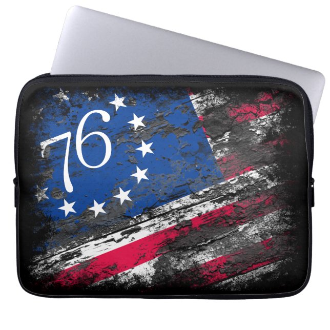 Betsy Ross Vlag 1776 Patriottische 4e juli Laptop Sleeve (Voorkant)