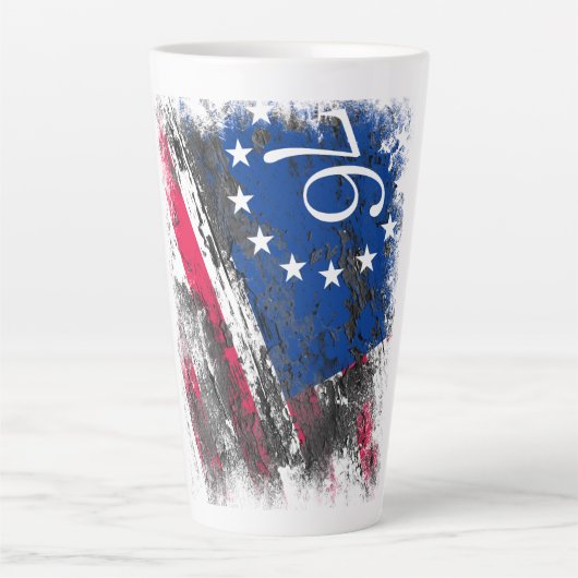 Betsy Ross Vlag 1776 Patriottische 4e juli Latte Mok (Voorkant)