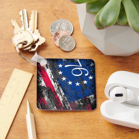 Betsy Ross Vlag 1776 Patriottische 4e juli Sleutelhanger (Bureau)