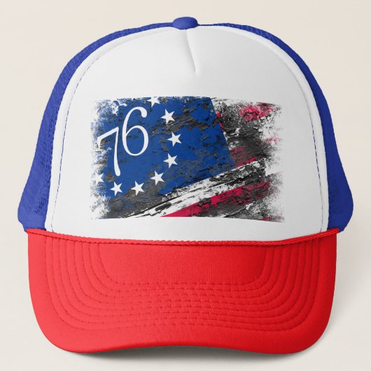 Betsy Ross Vlag 1776 Patriottische 4e juli Trucker Pet (Voorkant)