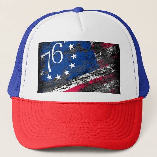 Betsy Ross Vlag 1776 Patriottische 4e juli Trucker Pet (Voorkant)