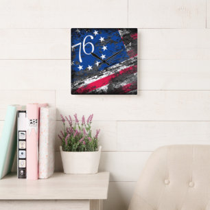 Betsy Ross Vlag 1776 Patriottische 4e juli Vierkante Klok