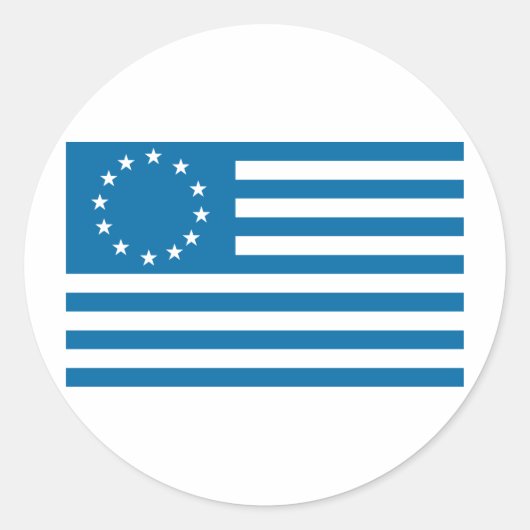 Betsy Ross vlag - blauw Ronde Sticker (Voorkant)