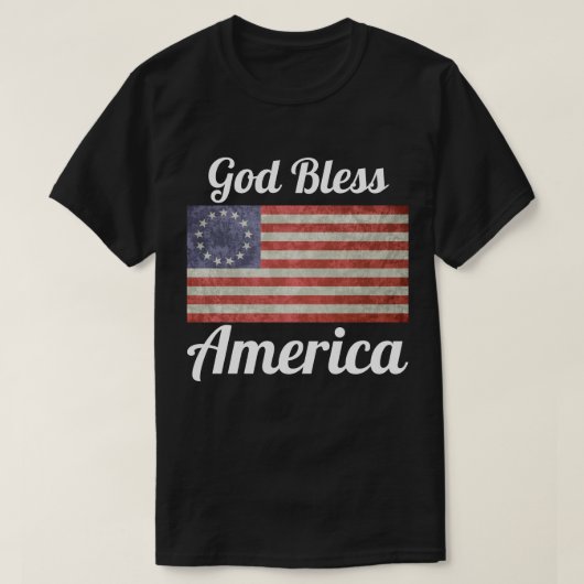 Betsy Ross Vlag God zegene Amerika T-Shirt (Design voorkant)