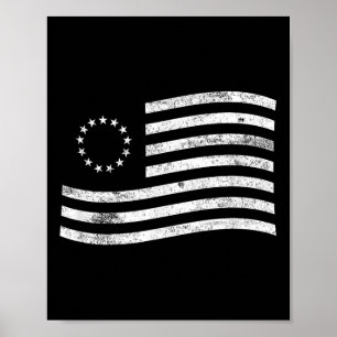 Betsy Ross Vlag Minimal - Amerikaanse geschiedenis Poster