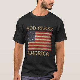 Betsy Ross Vlag Patriotic God zegene Amerika Manne T-shirt