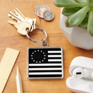 Betsy Ross Vlag Zwart: Amerikaanse sterren cirkel Sleutelhanger