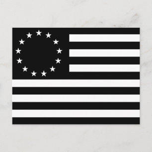 Betsy Ross-vlag, Zwarte Lijn Kunst Briefkaart