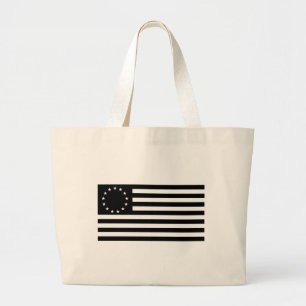 Betsy Ross-vlag, Zwarte Lijn Kunst Grote Boodschap Tote Bag