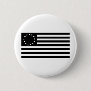 Betsy Ross-vlag, Zwarte Lijn Kunst Ronde Button 5,7 Cm