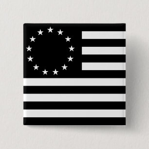 Betsy Ross-vlag, Zwarte Lijn Kunst Vierkante Button 5,1 Cm