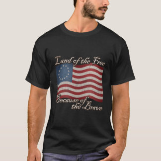Betsy Ross zwaait met de vlag van het land van de T-shirt
