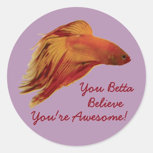 Betta Believe Ronde Sticker (Voorkant)