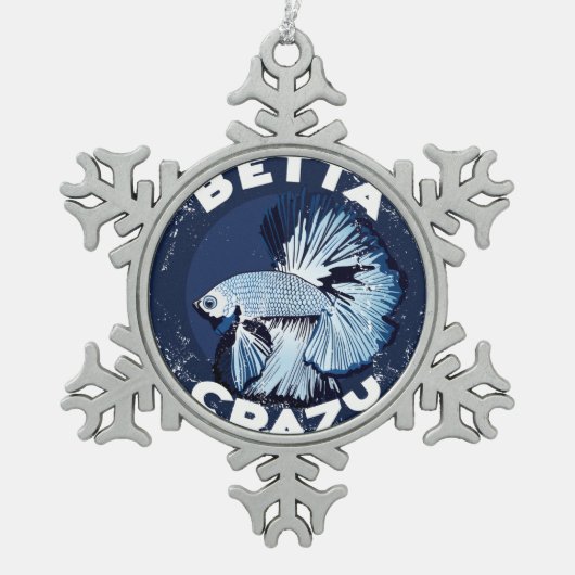 Betta Crazy - kerstboomversiering Tin Sneeuwvlok Ornament (Voorkant)