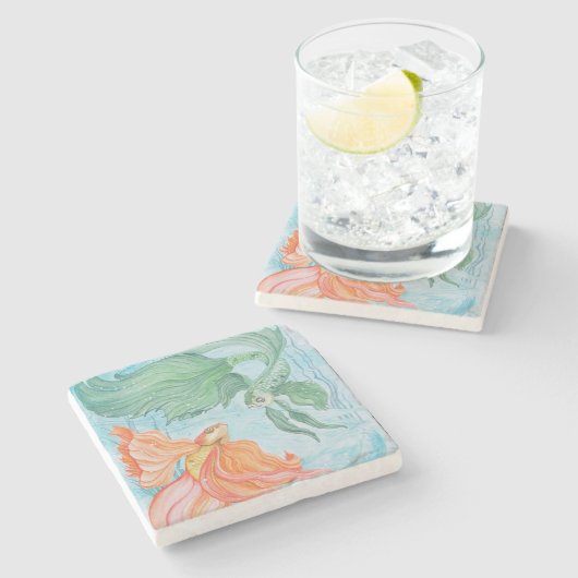 Betta Dance Stenen Onderzetter (Zijkant)