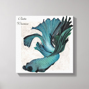 Betta Fighting Fish in Blauwgroen Green Blue Canva Canvas Afdruk