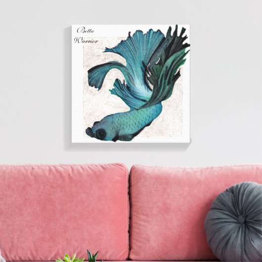 Betta Fighting Fish in Blauwgroen Green Blue Canva Canvas Afdruk (Insitu (Woonkamer))