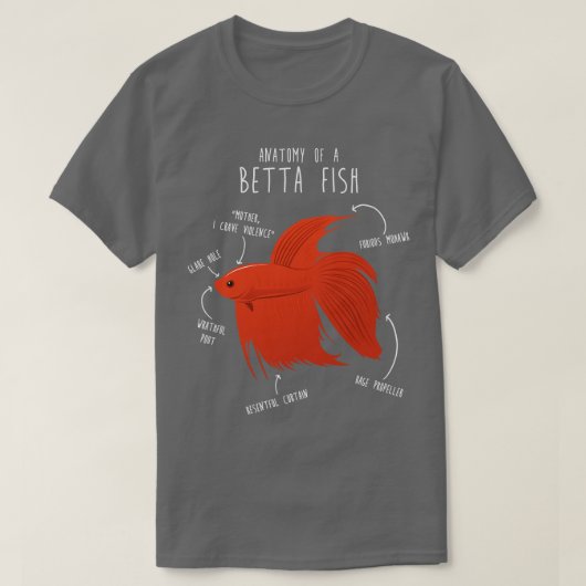 Betta Fish Anatomy T-shirt (Design voorkant)