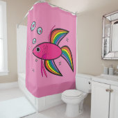 Betta Fish Bgloeit Hart-vormige bubbels Douchegordijn (In situ)