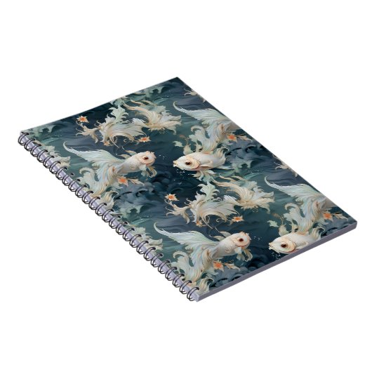 Betta Fish Blauw Wit Notitieboek (Rechterzijde)