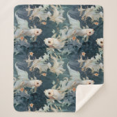 Betta Fish Blauw Wit Sherpa Deken (Voorkant)