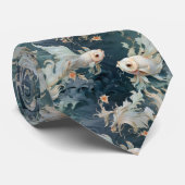 Betta Fish Blauw Wit Stropdas (Opgerold)