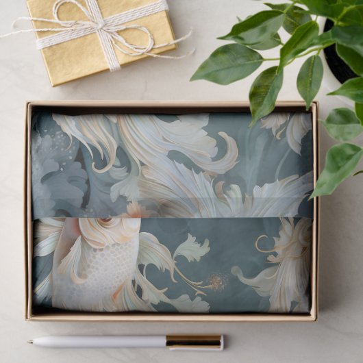 Betta Fish Blauw Wit Tissuepapier (Geschenk)