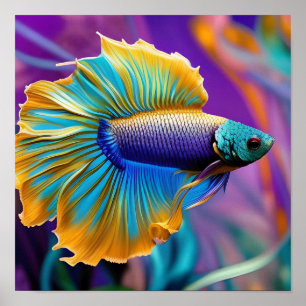 Betta Fish, blauwe goudpaars Poster