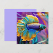 Betta Fish, blauwe paarse gouddag (Voorkant / Achterkant)